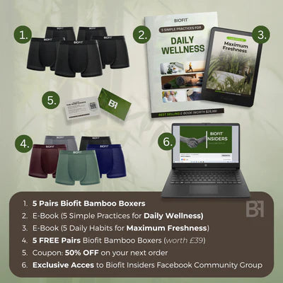 BIOFIT® Bamboo Boxers 5-Pack Red | + 5 FREE