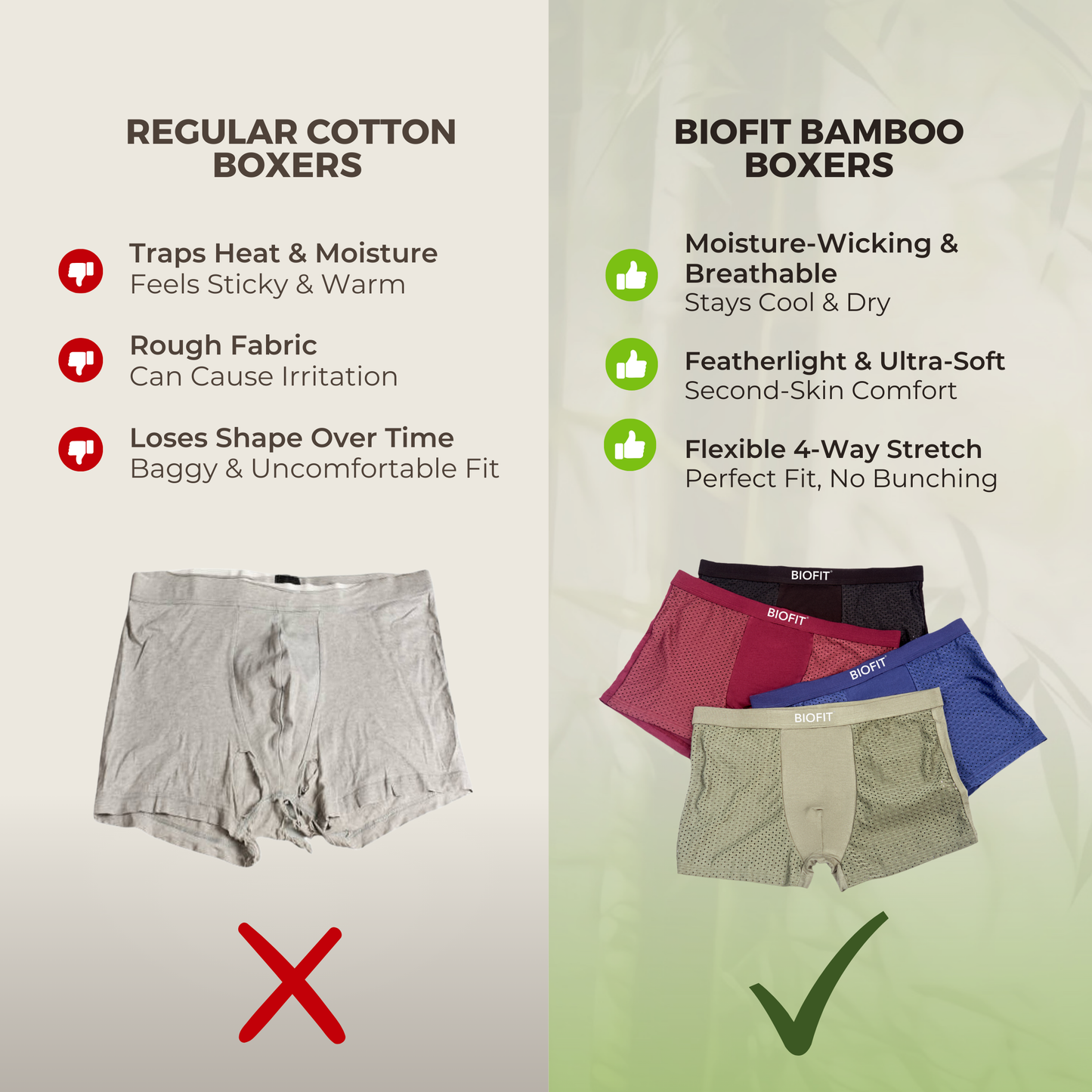 BIOFIT® Bamboo Boxers 5-Pack Green | + 5 FREE